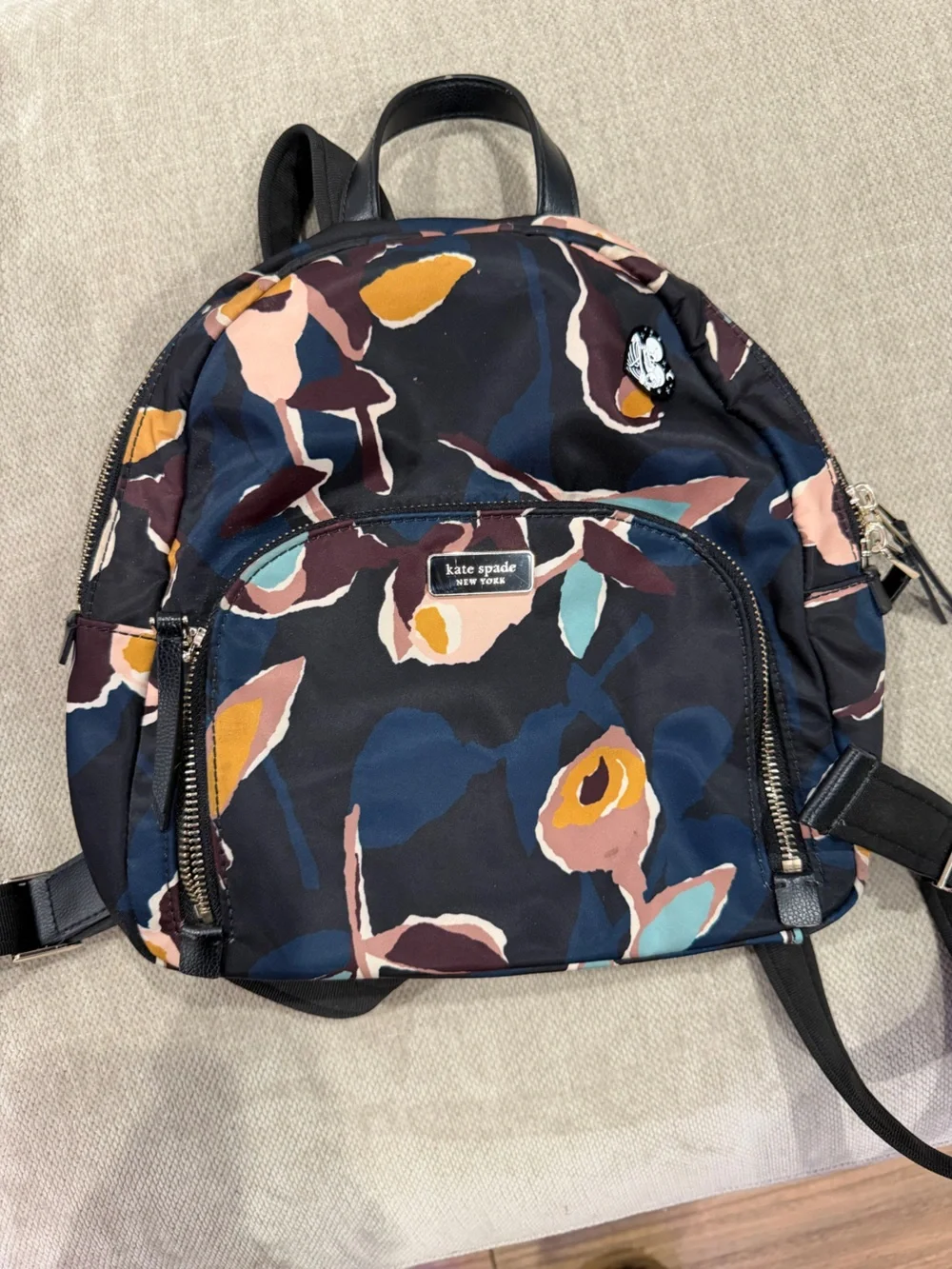 kate spade Black Multi Floral Nylon Backpack